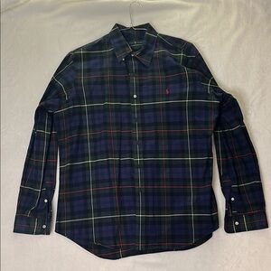 Ralph Lauren Navy Blue and Green Casual Button Down Shirt